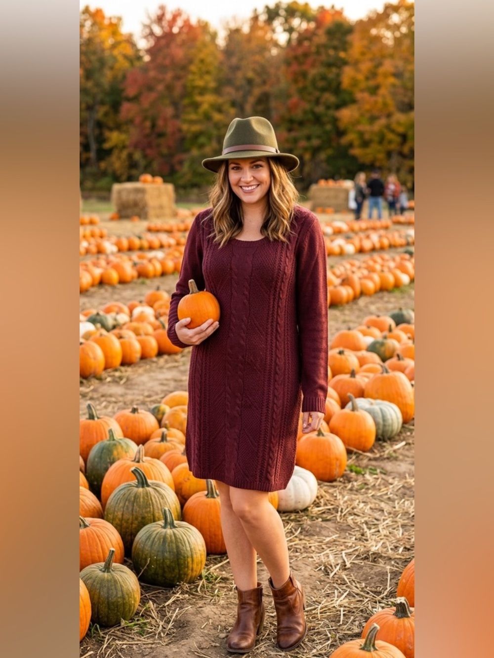 Charming Charlie Maroon scoop, neck, cable pattern Sweater Dress -size large